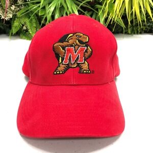 VTG Maryland Terrapins Hat Cap Strap Back Mens Red NCAA Basketball Logo Everyday